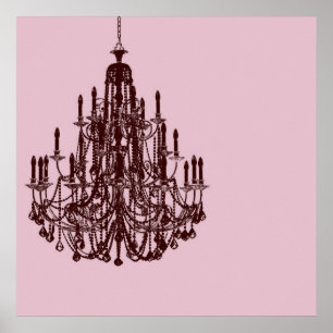 Schicker rosa Kronleuchter Poster