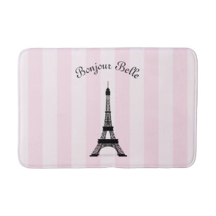 Schicker rosa Streifen-Paris-Eiffelturm auf Badematte