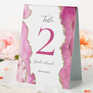 Schicker rosa und goldener Glitter-Achat-Stein Hoc Tischaufsteller
