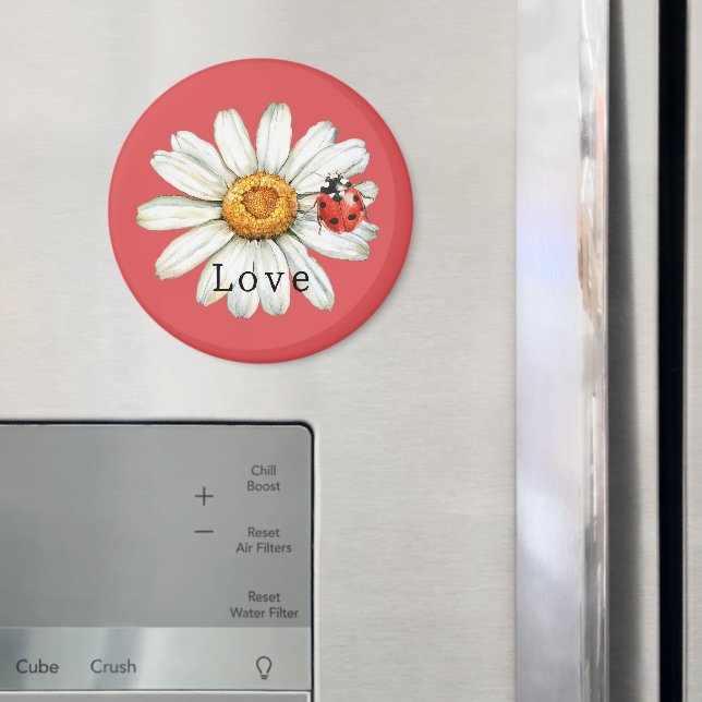 Schicker Rot Weißer Gänseblümchen Marienkäfer Lieb Magnet (In Situ (Kühlschrank))