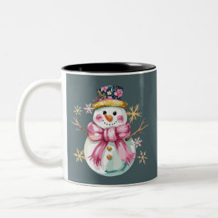 Schicker Schneemann Winterurlaub Weihnachten Süß  Zweifarbige Tasse