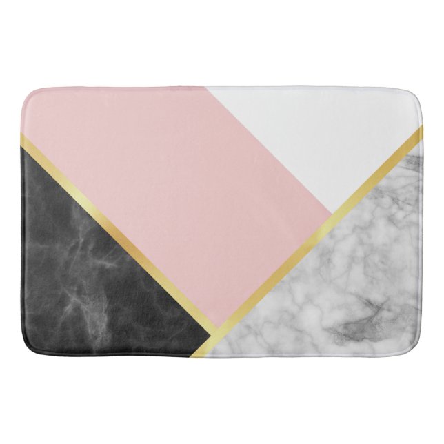 Schicker schwarzer rosa Farbmarmorierungblock und Badematte (Vorderseite)