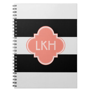 Schicker Streifen u. Monogramm drei Notizblock