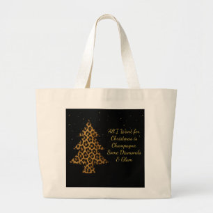 Schicker Weihnachts-Leoparden-Baum-Design Jumbo Stoffbeutel