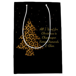 Schicker Weihnachts-Leoparden-Baum-Design Mittlere Geschenktüte