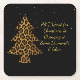 Schicker Weihnachts-Leoparden-Baum-Design Rechteckiger Pappuntersetzer