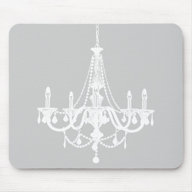 Schicker weißer und grauer Leuchter Mousepad (Vorne)