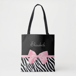 Schicker Zebra-Druck-Girly hellrosa Band mit Namen Tasche