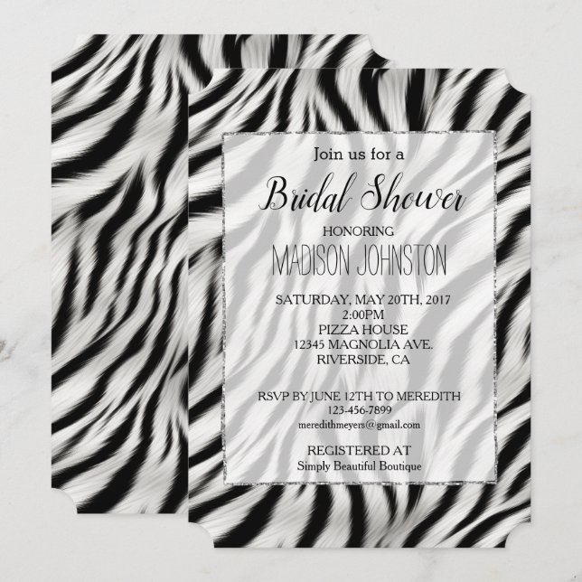 Schicker Zebradruck Einladung (Vorne/Hinten)