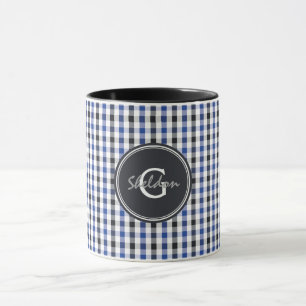 schickes adrettes Ginghammustermonogramm des Tasse
