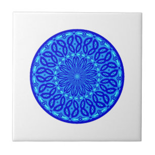 Schickes Aqua und blaue Kaleidoskop-Glühen-Mandal Fliese