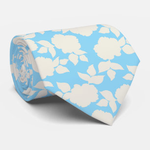 Schickes babyblau-weißes Blumenmuster Krawatte