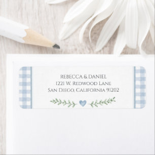Schickes Blau Gingham Herz Baby Shower Rücksendead