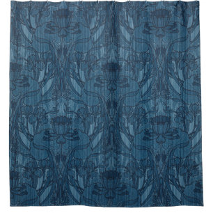 Schickes Blau Jugendstil Schwertlilie Botanisches  Duschvorhang