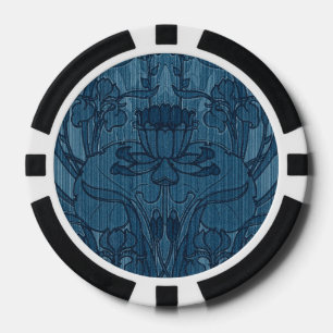 Schickes Blau Jugendstil Schwertlilie Botanisches  Pokerchips