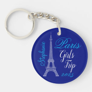Schickes Blau Paris Eiffelturm Mädchen-Trip Schlüsselanhänger