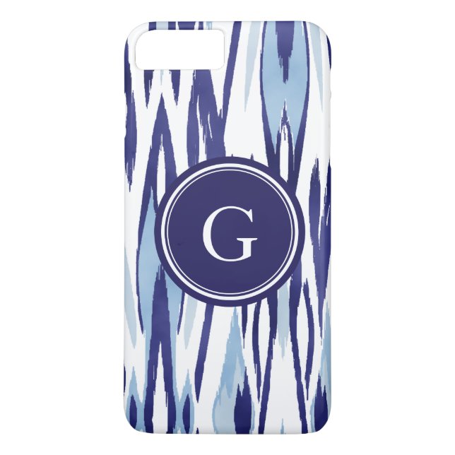 Schickes blaues und weißes Aquarell ikat Muster Case-Mate iPhone Hülle (Rückseite)