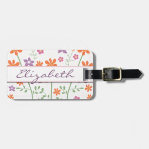 Schickes Blumenmuster-Entwurfs-Monogramm Gepäckanhänger