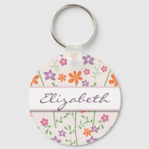 Schickes Blumenmuster-Entwurfs-Monogramm Schlüsselanhänger