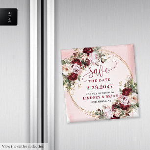 Schickes Boho-Tiefrot-Blush-Gold-Blumen-Save-the-D Magnet