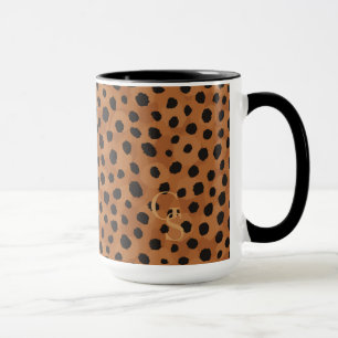Schickes braunes Cheetah-Print Monogramm Tasse