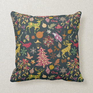 Schickes buntes festliches Patchwork-Blumendamast Kissen