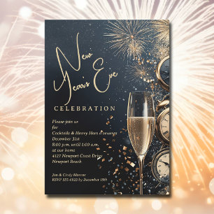 Schickes Champagner-Silvester Einladung