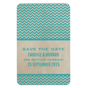 Schickes Chevron Save-the-Date-Magnet, Türkis Magnet