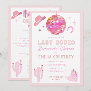 Schickes Disco-Cowgirl-Last-Rodeo-Junggesellinnen- Einladung
