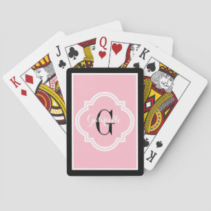 Schickes elegantes rosa und schwarzes Monogramm Spielkarten