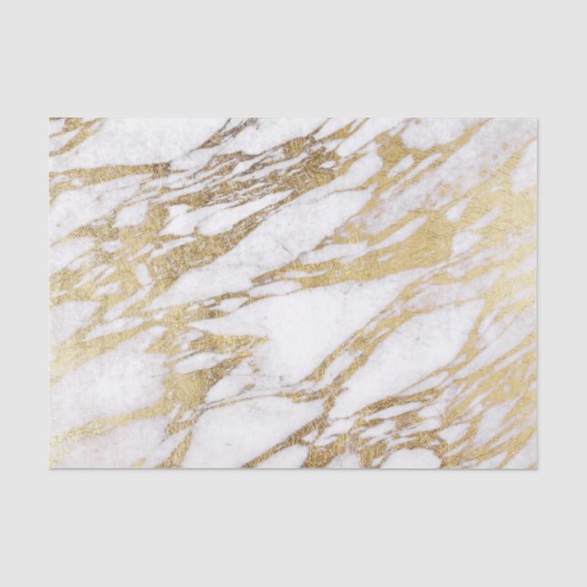 Schickes elegantes Weiß und Goldmarmormuster Seidenpapier (Vorderseite)