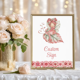 Schickes Feen-Mädchen-Rot Florales Geburtstagsschi Poster