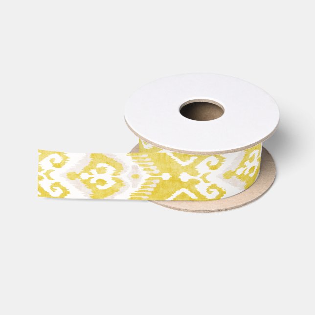 Schickes gelbes und graues Damast ikat Stammes- Satinband (Spule)