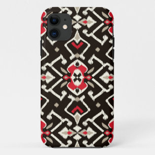 Schickes geometrisches schwarzes rotes ikat Case-Mate iPhone hülle