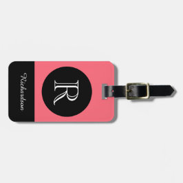 SCHICKES GEPÄCK TAG_BLACK/CORAL/WHITE INITIAL/NAME GEPÄCKANHÄNGER
