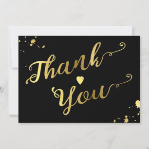 Schickes Gold und schwarze Kalligraphie-Hochzeit Dankeskarte