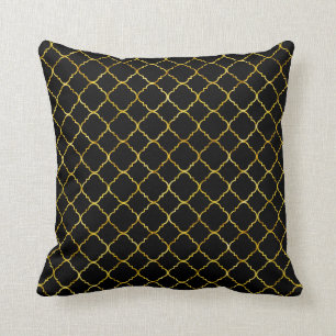 Schickes Goldschwarzes Quatrefoil Kissen