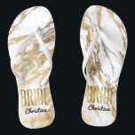 Schickes Goldweiße Marmorbraut, die Bachelorette Flip Flops<br><div class="desc">Elegant,  Chic und modernes Imitat Druckgold und weiße Marmormuster,  Brautandenken drehen Sie Reinfälle um. Dieser klassische und hoch entwickelte Entwurf ist für die noble,  modische und stilvolle Braut perfekt. Tragen Sie sie zu Ihrem Junggeselinnen-Abschied oder zu jedem möglichem Vorhochzeit Ereignis. Aller Fotodruckentwurf.</div>