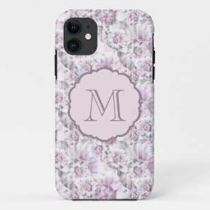 Schickes graues und rosa Blumenmuster-Monogramm title_seo2
