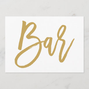 Schickes handgeschriebenes goldenes Hochzeitsbar-S Einladung