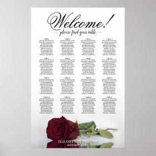 Schickes Hochzeitssitzplan für 16 Tische Burgunder Poster