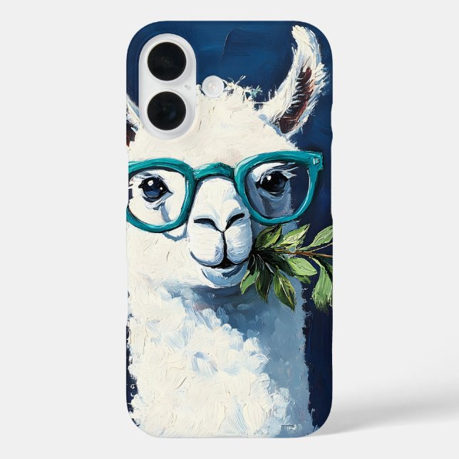 Schickes Lama Smarty iPhone 16 Hülle (Rückseite)