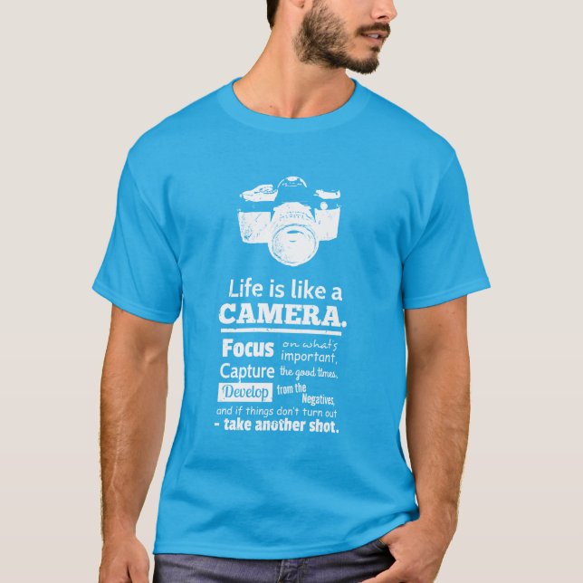 Schickes Leben ist wie ein Kamerazitat, weißer T-Shirt (Vorderseite)