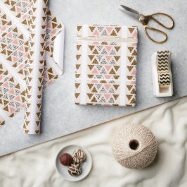 Schickes Leopard- und rosa Dreieck-Muster Geschenkpapier