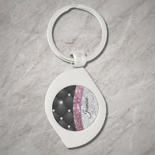 Schickes, Mädchenhaftes, falsches Silber Glitter S Schlüsselanhänger