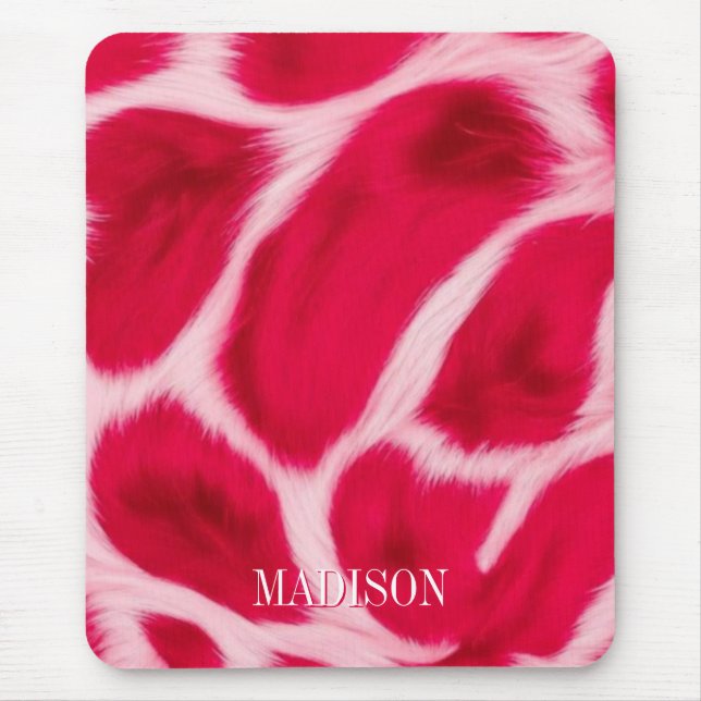 Schickes, Mädchenhaftes Rosa-Rotes-Leoparden-Tierd Mousepad (Vorne)