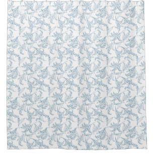 Schickes Maiglöckchen-Blumenmotiv-Blau auf Weiß Duschvorhang