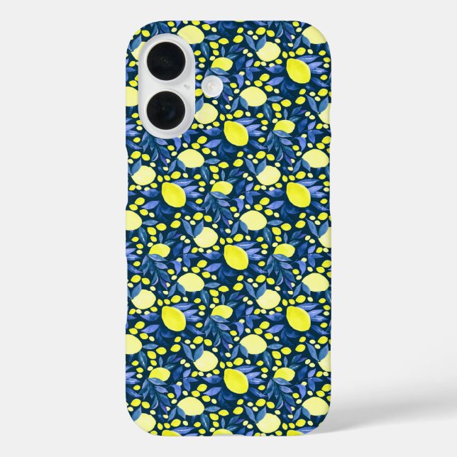 Schickes mediterranes rustikales Design mit Zitron iPhone 16 Hülle (Rückseite)