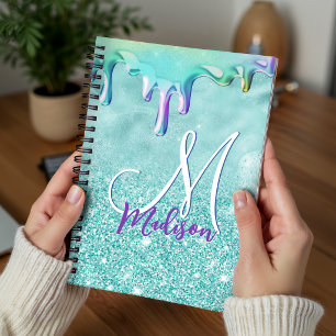 Schickes Minz Ombre Glitter Einhorn Tropfen Monogr Planer
