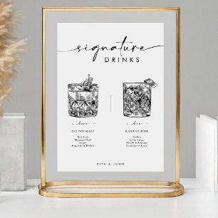 Schickes modernes Bar-Schild für Signature-Drinks Poster